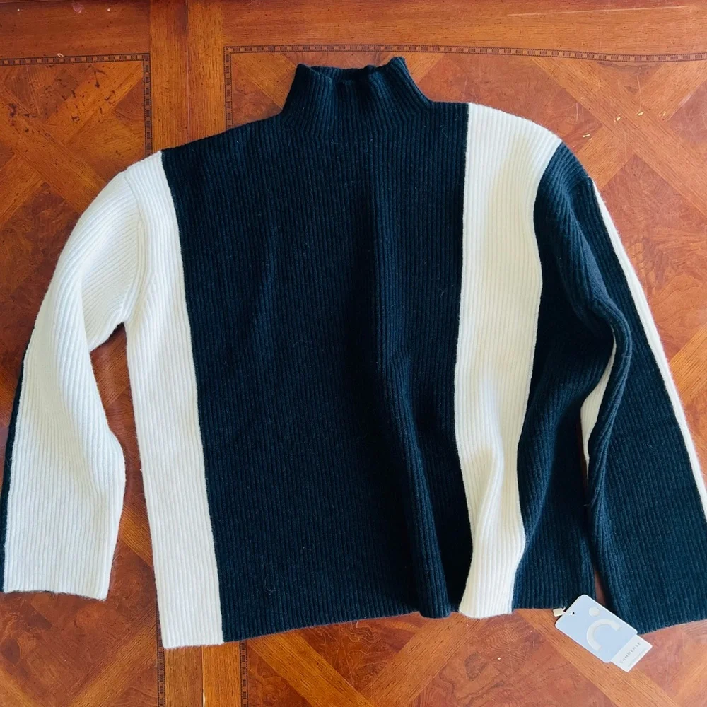 COMMENSE Miss Paris Stripe Two Piece Knit Skirt Set, Black White Size M - Picture 7 of 9